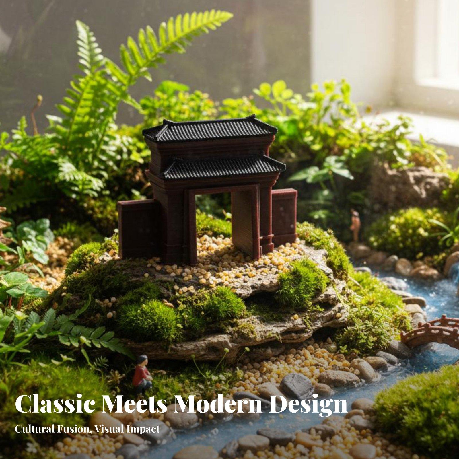Bonsai Garden Display - Figur Rumah dari Resin Buatan Tangan