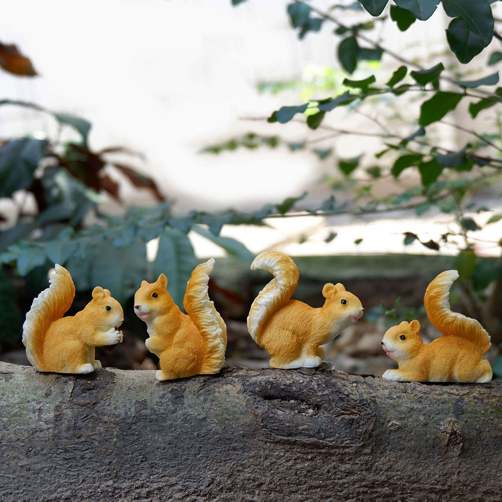 4 Buah Figur Resin Tupai Minia - Bonsai Garden Display ulasan dan harga