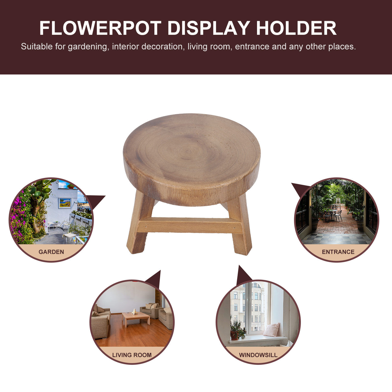 1Pcs Penyangga Pot Bunga Kayu  - Bonsai Garden Display ulasan dan harga